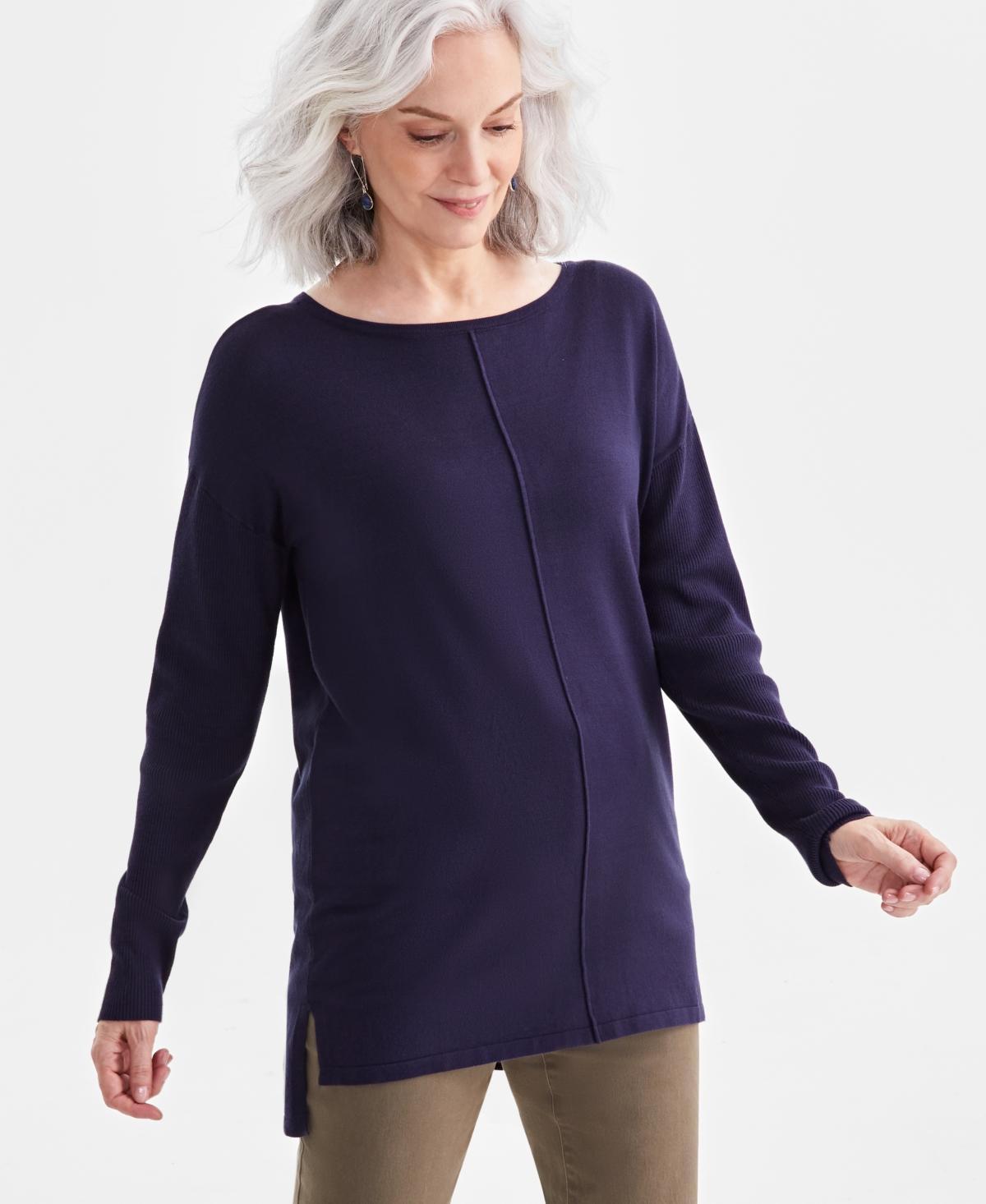 Style & Co Womens Seam-Front Boat-Neck Tunic Sweater, Created for Macys Product Image