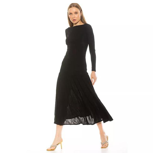 Womens ALEXIA ADMOR Khaite Long Sleeve Drop Waist Shirred Maxi Dress Product Image