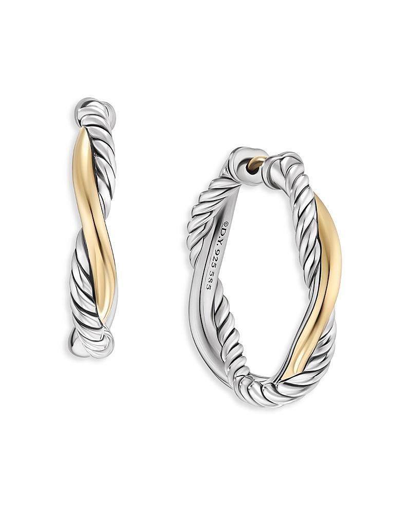 Womens Infinity Hoop Earrings in Sterling Silver with 14K Yellow Gold, 42MM Product Image