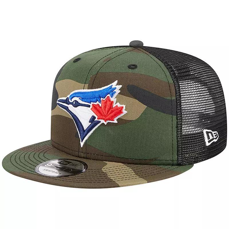 Mens New Era Camo Toronto Blue Jays Woodland Camo Trucker 9FIFTY Snapback Hat Product Image