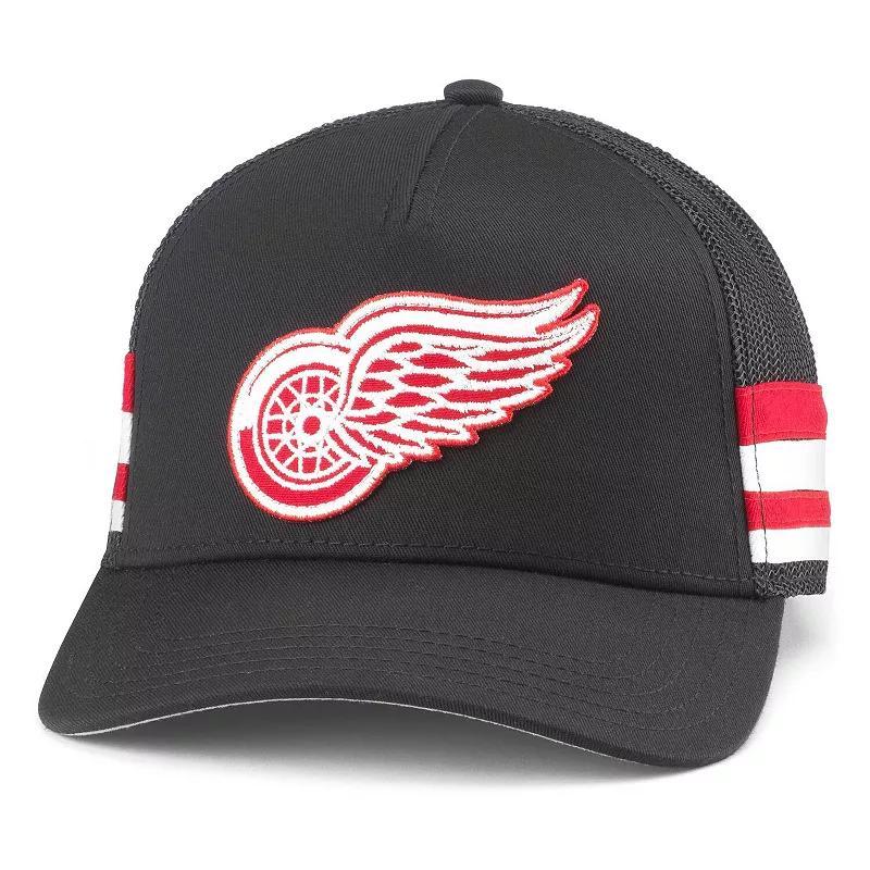 Mens American Needle Black Detroit Red Wings HotFoot Stripes Trucker Adjustable Hat Product Image