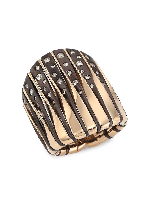 Womens Coucher Du Soleil 18K Rose Gold, Bronze & Diamond Tapered Ring Product Image