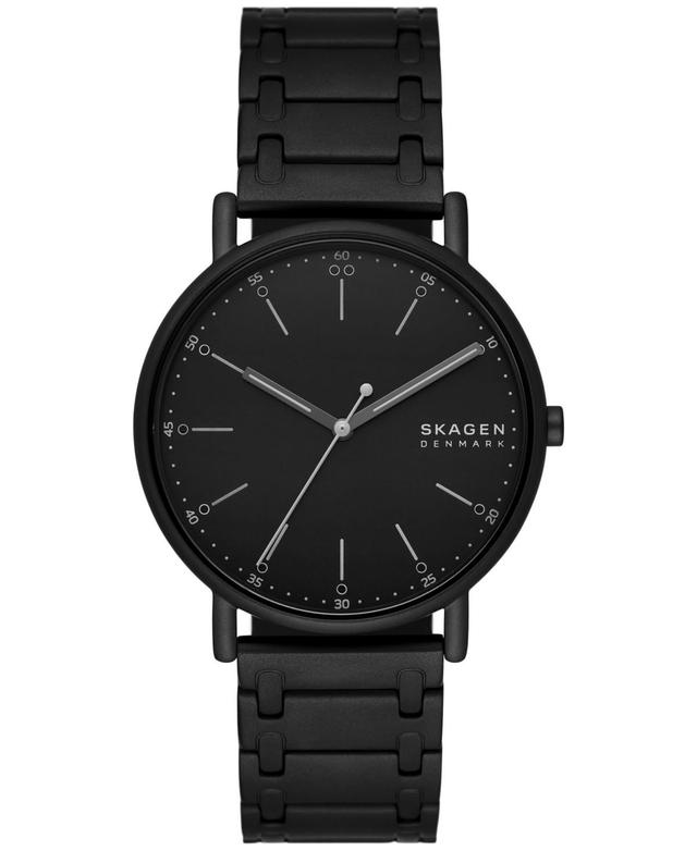 Skagen Mens Signatur Three Hand Black Stainless Steel Watch 40mm - Black Product Image