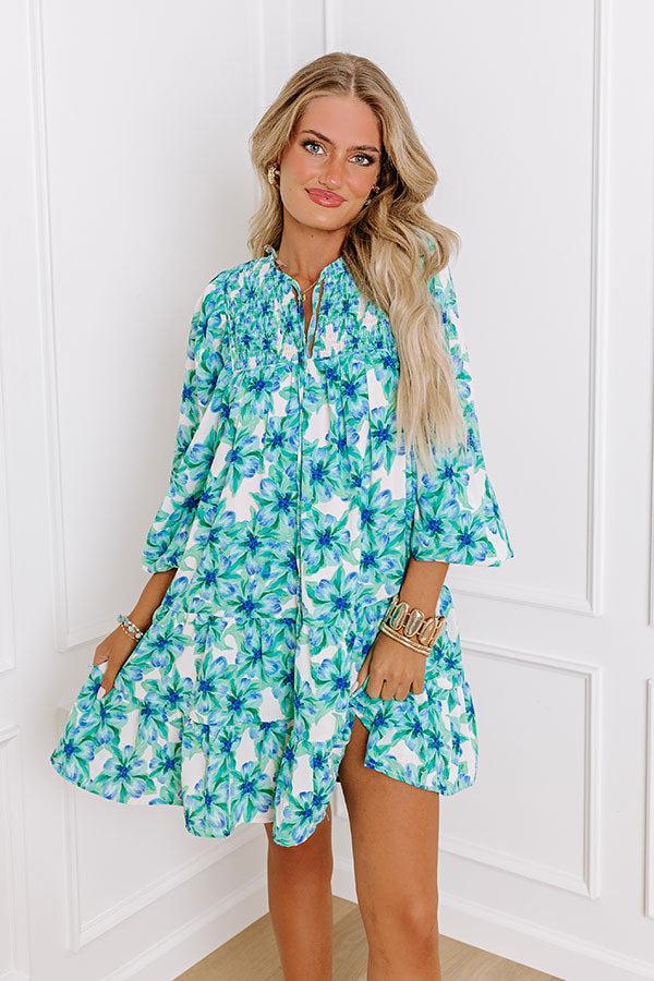 Coastal Cruise Floral Mini Dress in Green Product Image