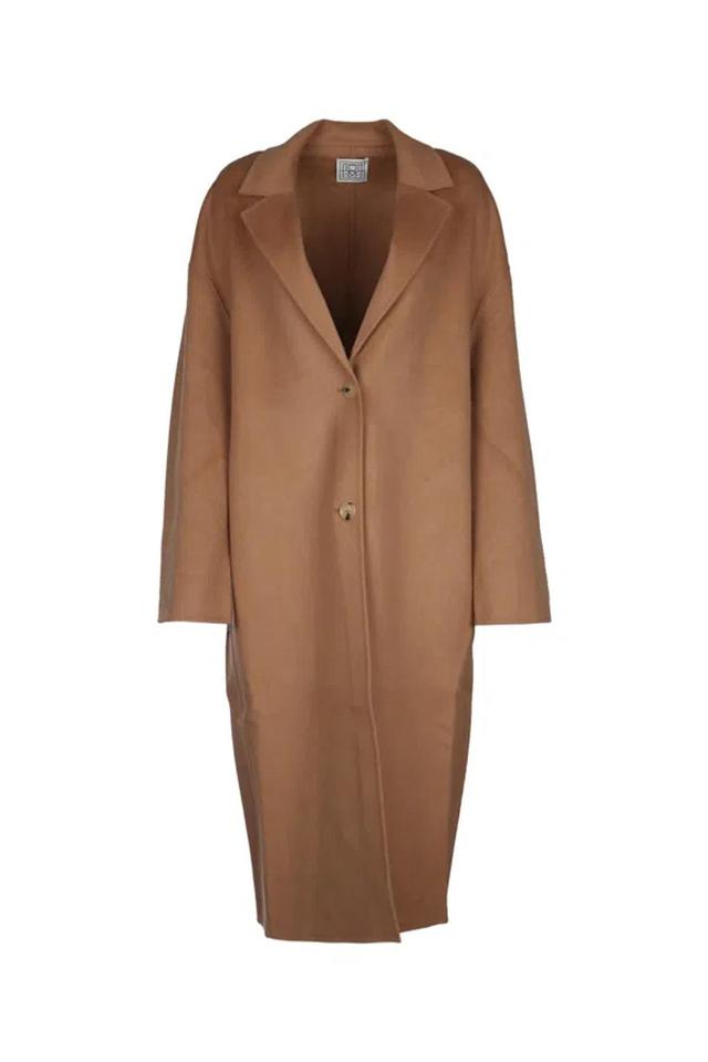 TOTÊME Double Breasted Cocoon Coat In Brown Product Image