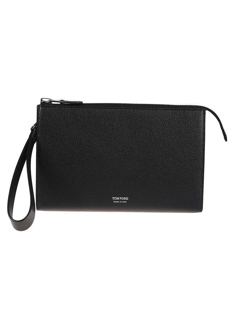 Logo Detailed Zipped Clutch Bag In Black Product Image