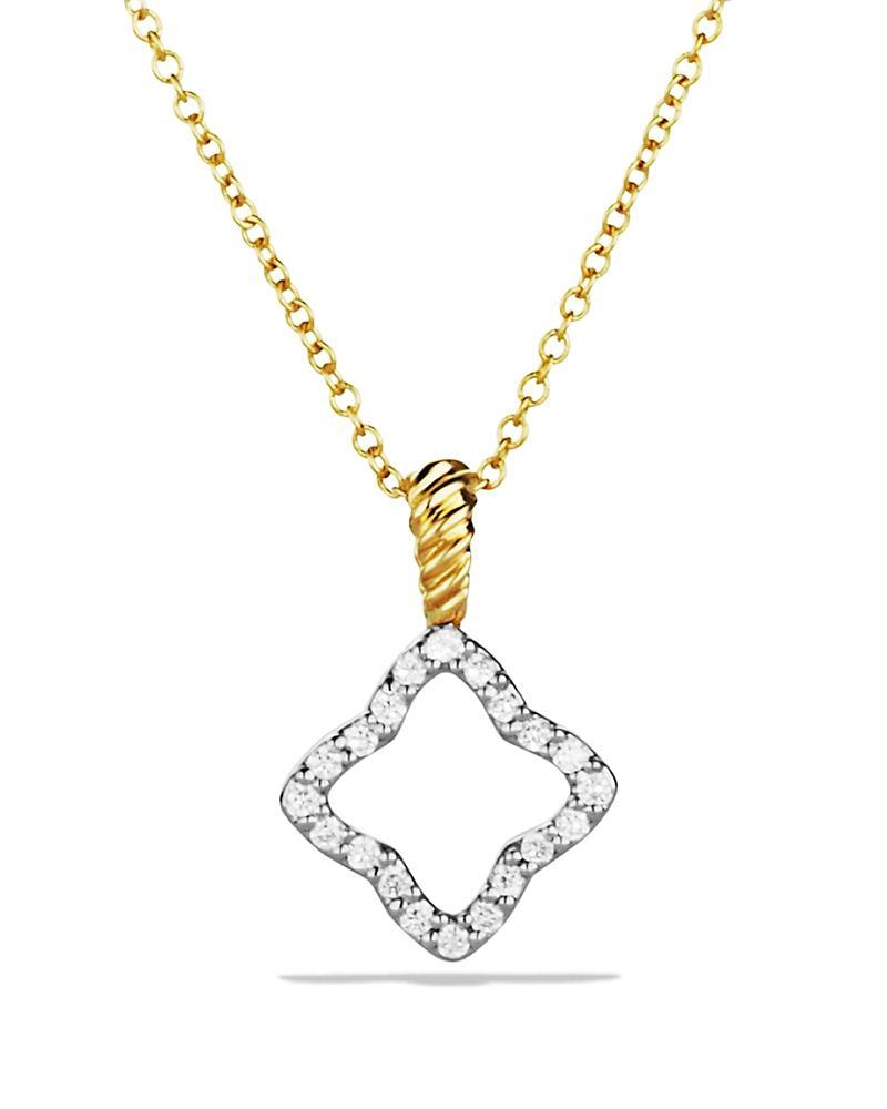 Womens Cable Collectibles Quatrefoil Pendant With Diamonds In 18K Yellow Gold On Chain Product Image