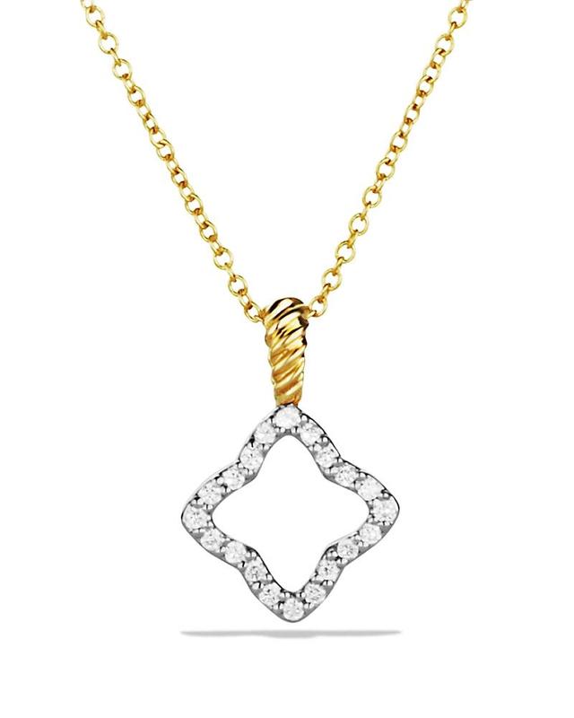 Womens Cable Collectibles Quatrefoil Pendant With Diamonds In 18K Yellow Gold On Chain Product Image