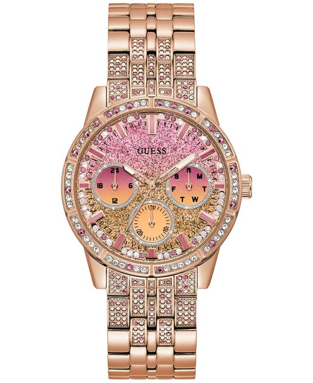 Guess Womens Multifunction Rose Gold Glitz Stainless Steel Bracelet Watch Product Image