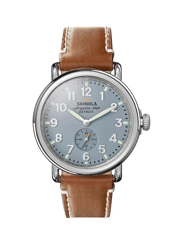 Mens Runwell Stainless Steel & Leather Strap Watch Product Image