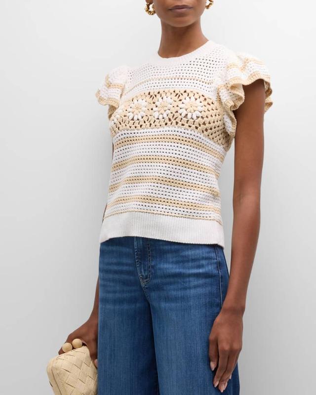 Penelope Crochet Stripe Top Product Image