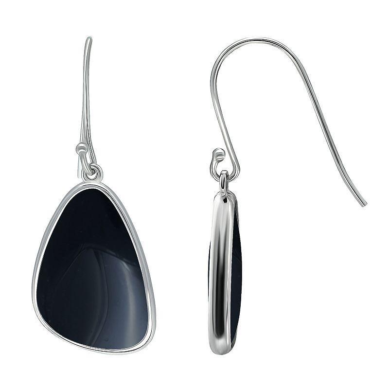 Aleure Precioso Sterling Silver Freeform Sodalite Drop Earrings, Womens, Black Product Image