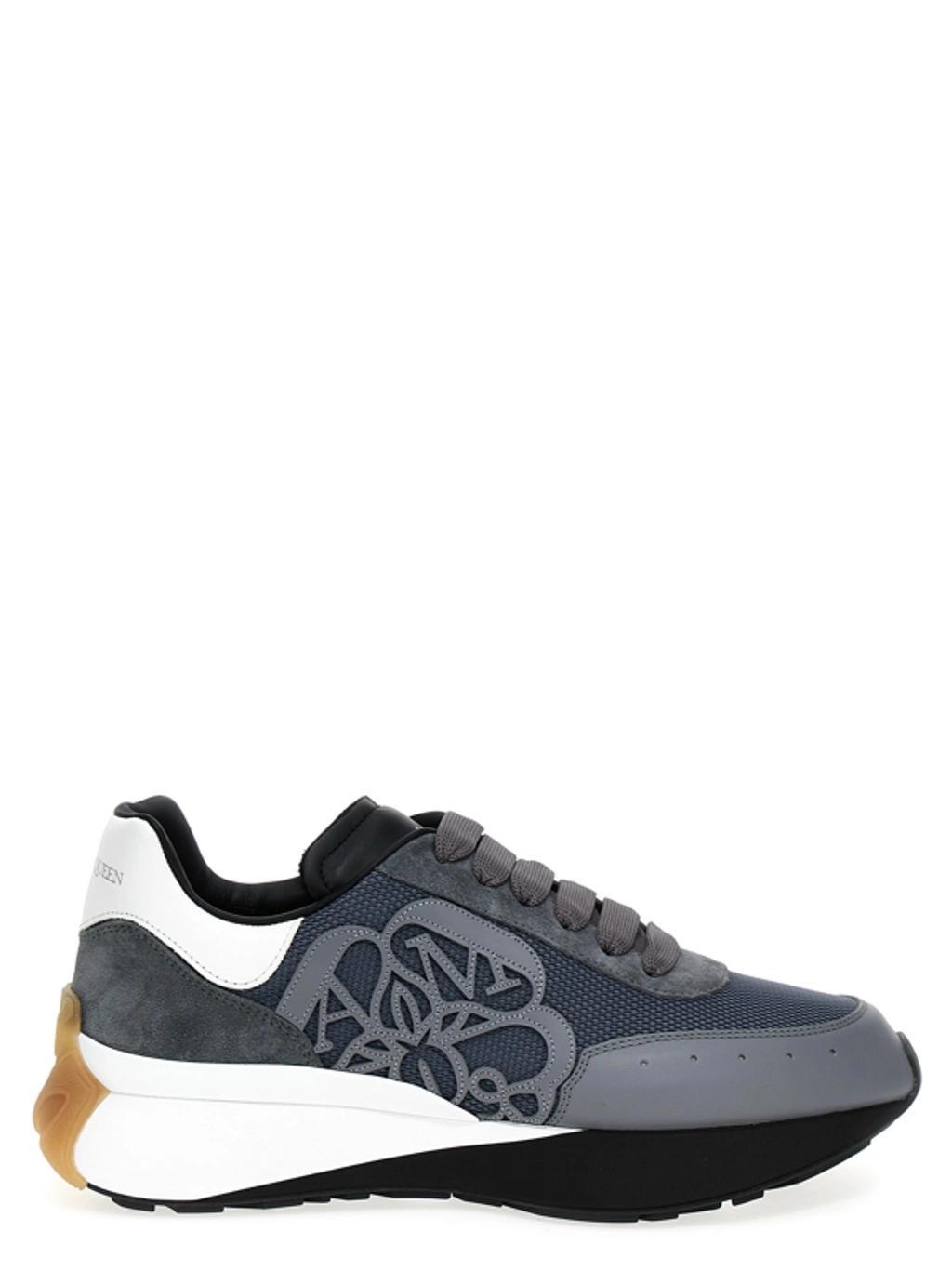 Sprint Runner Logo-embossed Leather Low-top Trainers In Grey,multicolor Product Image