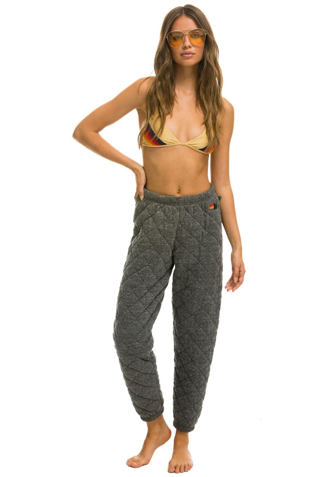 QUILTED SWEATPANTS - HEATHER GREY Female Product Image