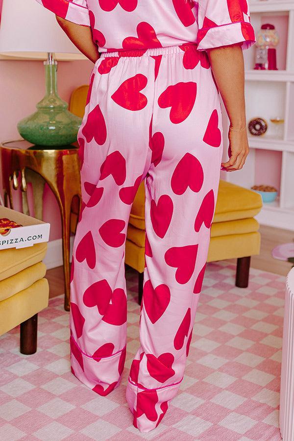 Candy Hearts Satin Pajama Pants Product Image