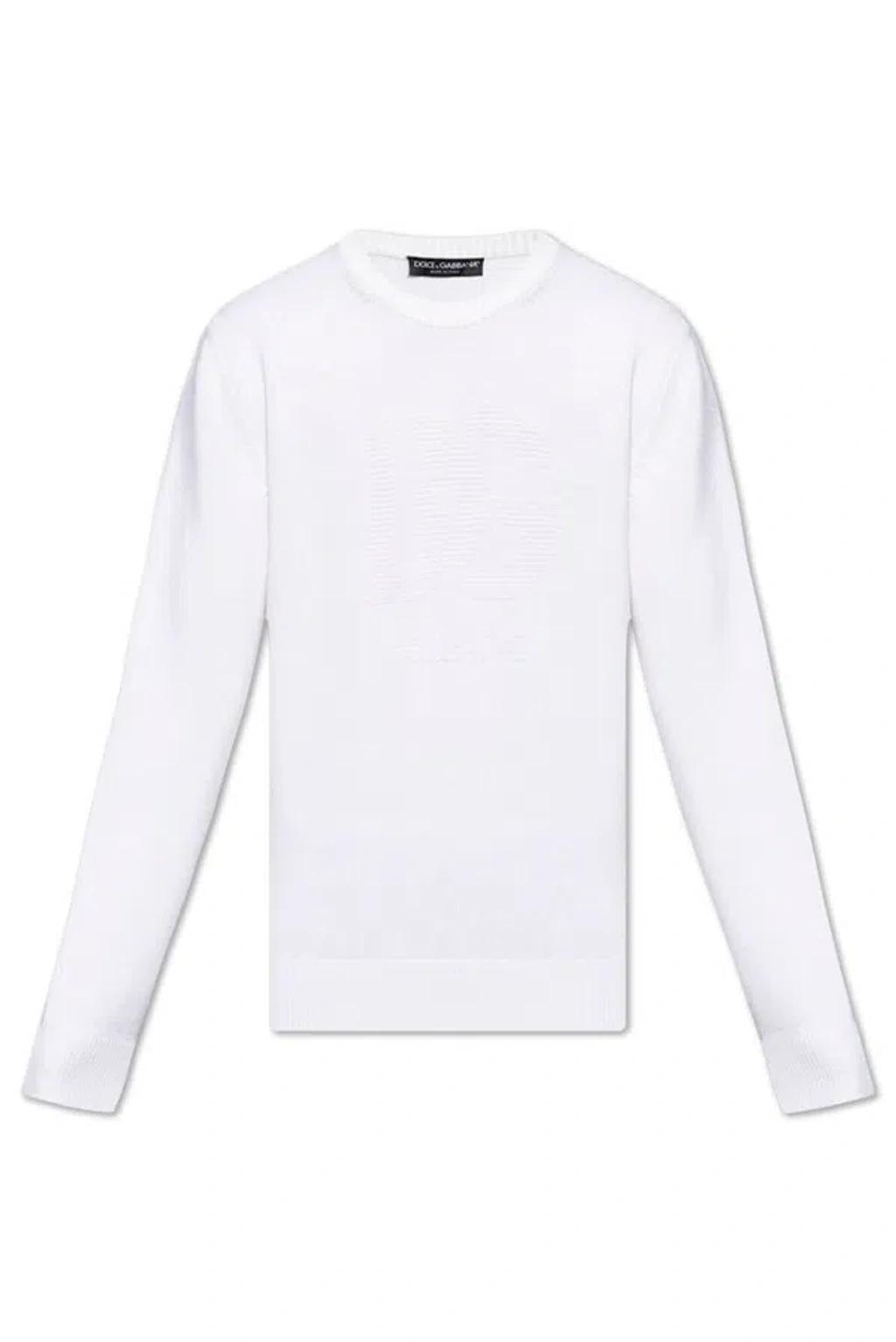 Sweater With Embroidered Logo In White Product Image