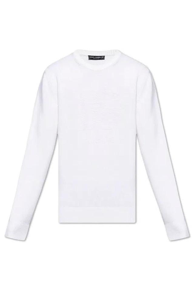 Sweater With Embroidered Logo In White Product Image