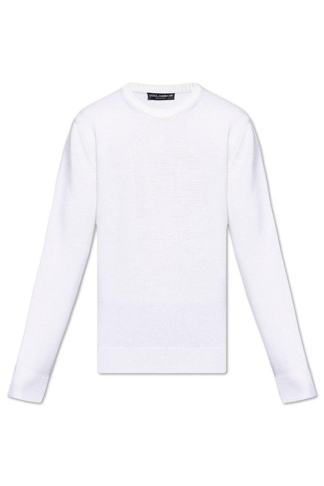 Sweater With Embroidered Logo In White Product Image