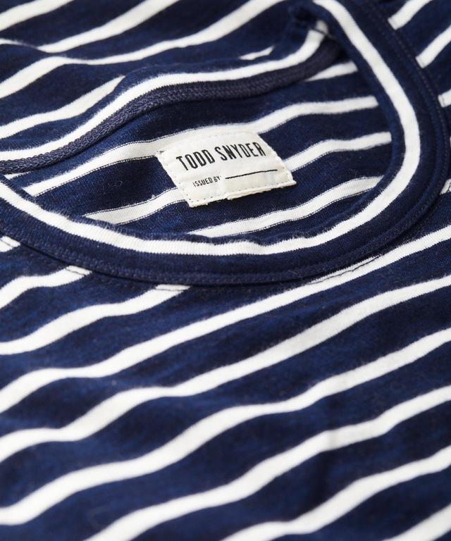 Issued By: Japanese Nautical Striped Short Sleeve Tee in Navy Product Image