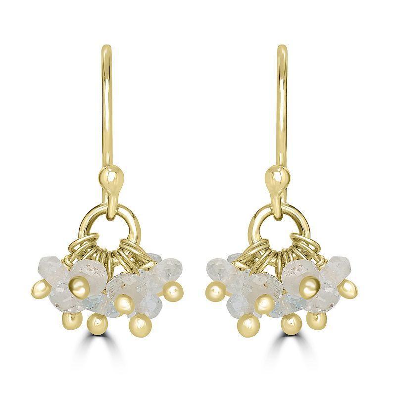 Gemistry 14k Gold Over Sterling Silver Gemstone Bead Cluster Drop Earrings, Womens, Aquamarine Product Image