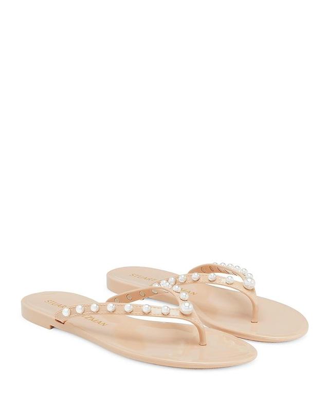 Stuart Weitzman Womens Goldie Embellished Jelly Flip Flop Thong Sandals Product Image