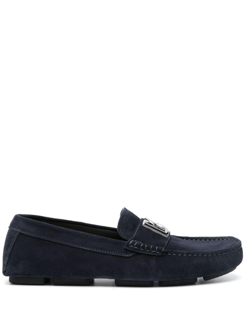 Logo-lettering Loafers In Blue Product Image