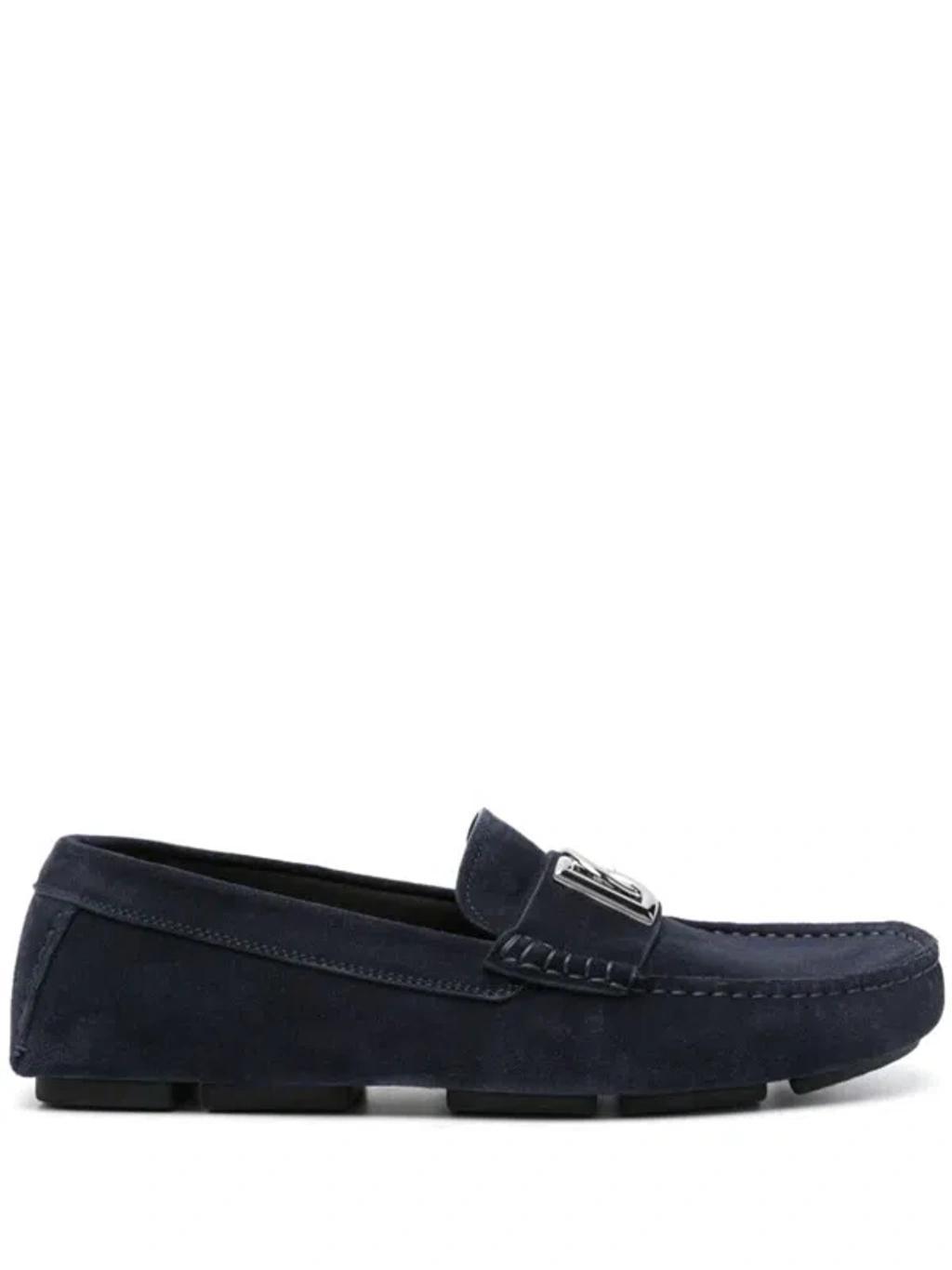 Logo-lettering Loafers In Blue Product Image