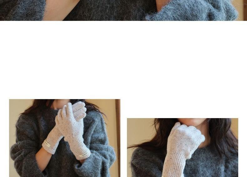 Set:  Lettering Applique Plain Knit Scarf + Gloves Product Image