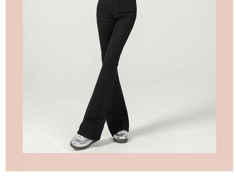 High Rise Fleece Lined Flared Jeans (Various Designs) Product Image