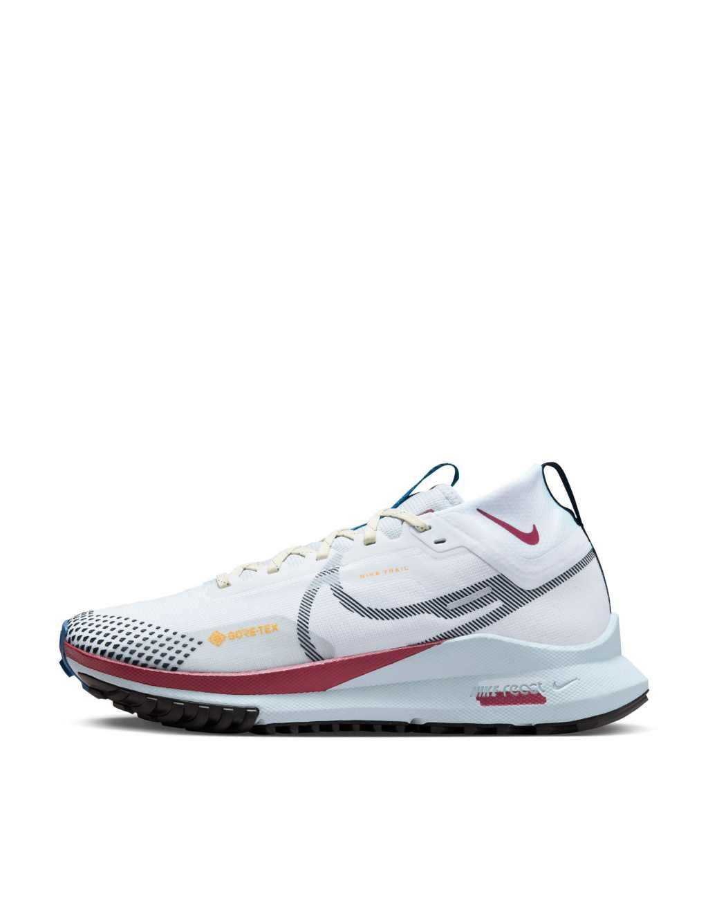 Nike Running Pegasus Trail 4 GTX sneakers in white and multi Product Image