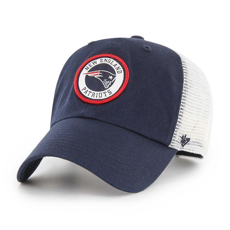 Mens 47 /White New England Patriots Highline Clean Up Trucker Snapback Hat, Blue Product Image