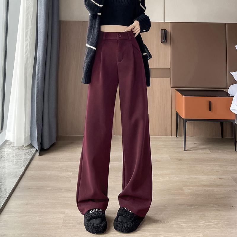 High Waist Plain Wide Leg Pants product image