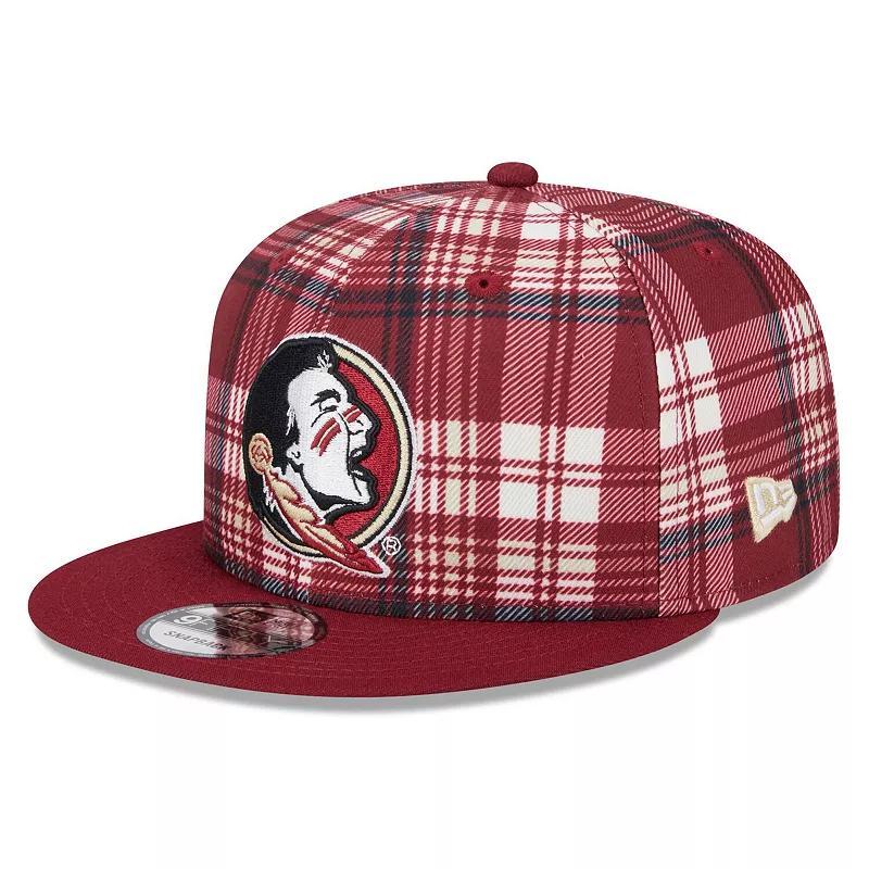 Mens New Era Garnet Florida State Seminoles Plaid 9FIFTY Snapback Hat Product Image