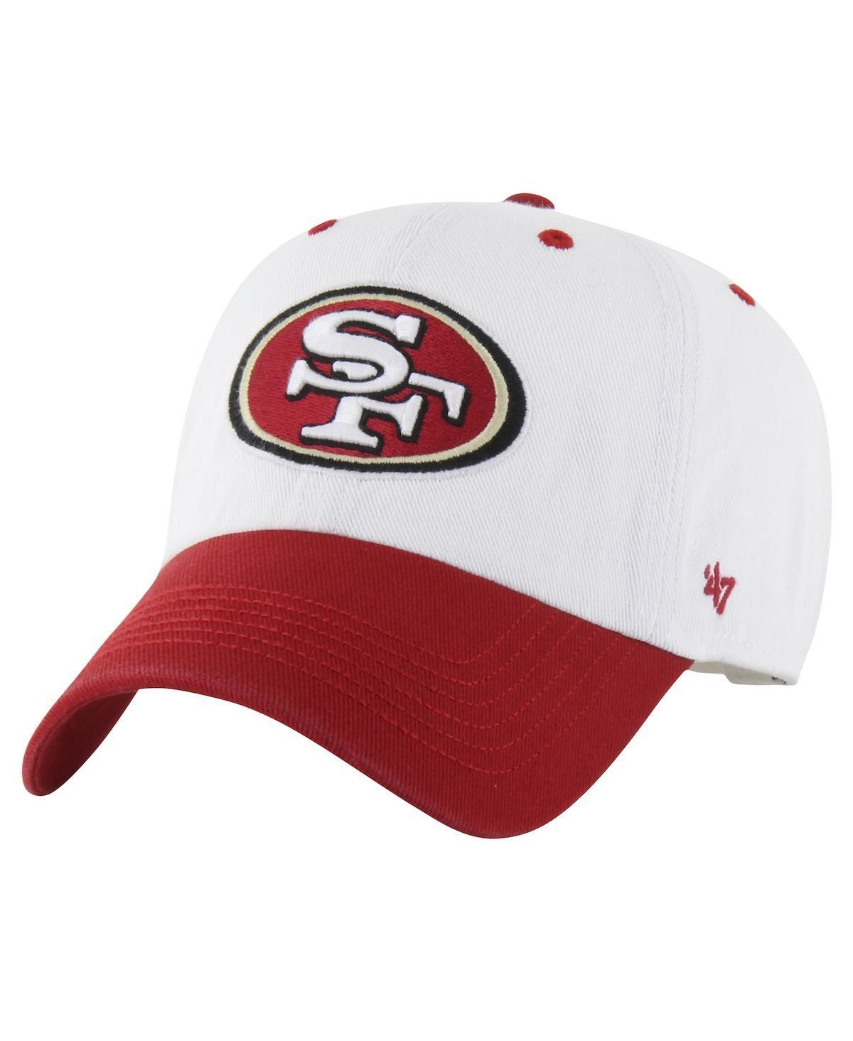 47 Brand Mens Scarlet San Francisco 49ers Double Header Diamond Clean Up Adjustable Hat - White Product Image