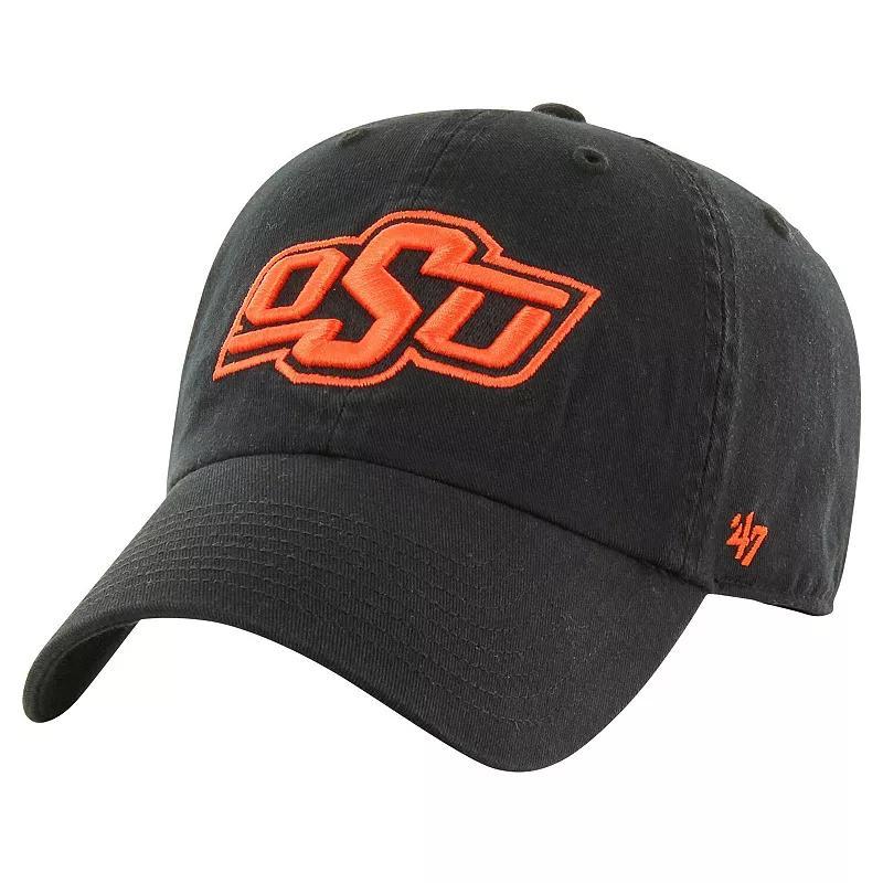 Mens 47 Brand Black Distressed Oklahoma State Cowboys Vintage-Like Clean Up Adjustable Hat Product Image