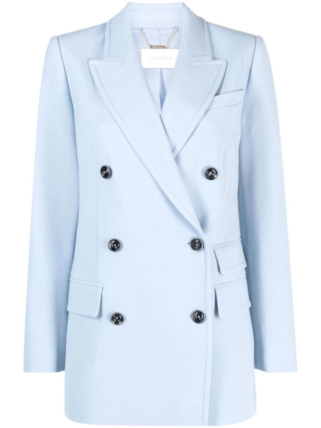 Lyrical Pocket Double-breasted Blazer In Blue Product Image