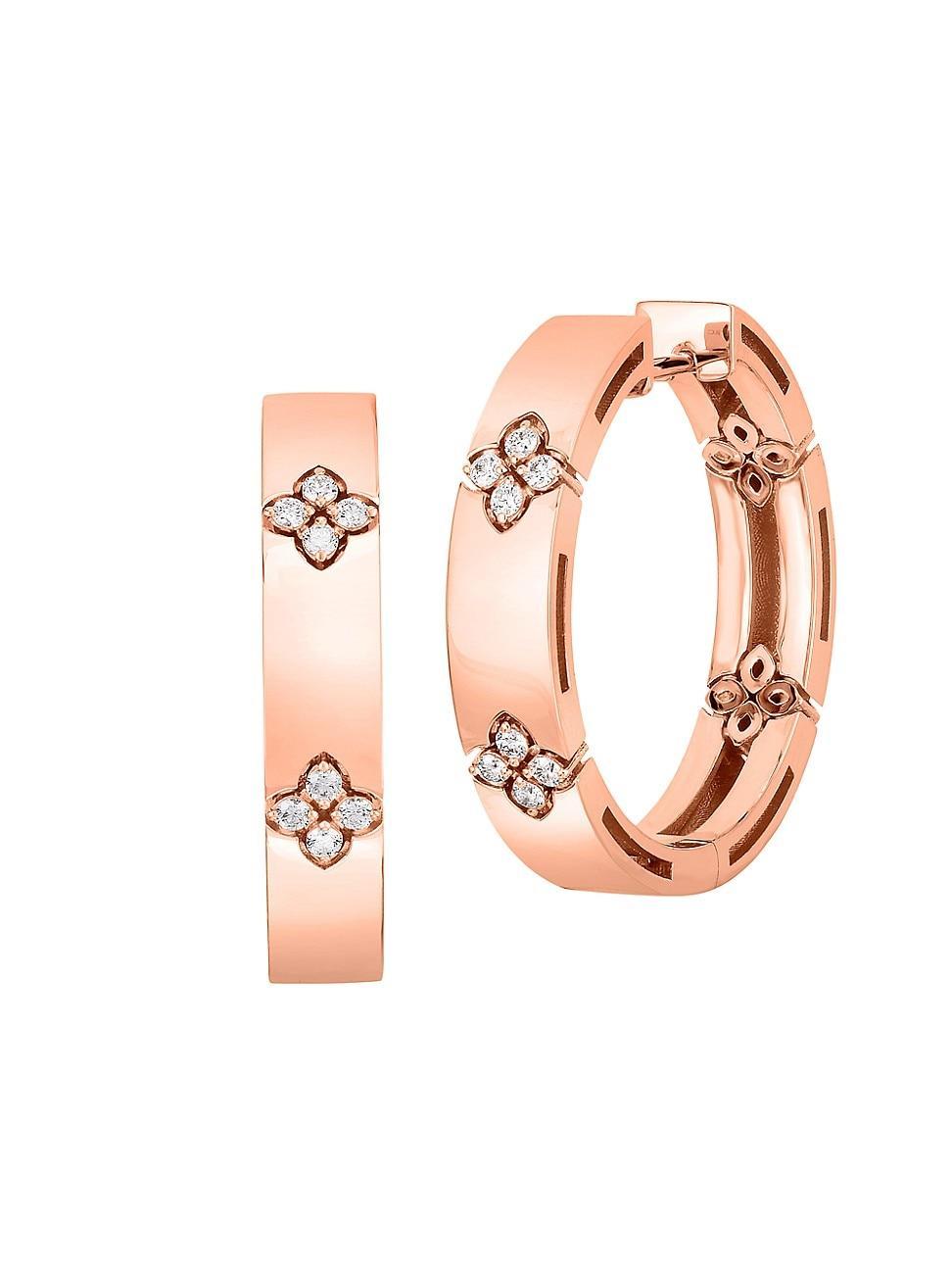 Womens Love In Verona 18K Rose Gold & Diamond Hoop Earrings Product Image