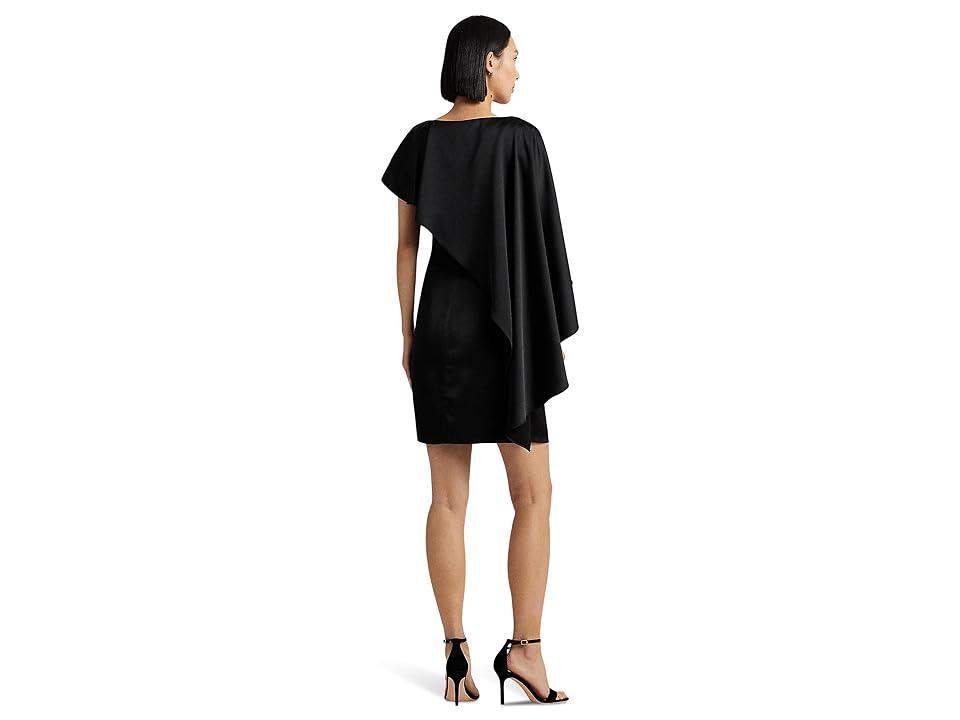 Lauren Ralph Lauren Satin Cape Cocktail Dress Women's Dress Product Image