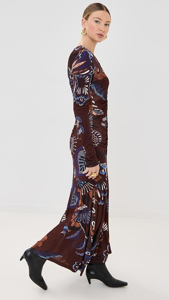 FARM Rio Delicate Garden Brown Long Sleeve Maxi Dress | Shopbop Product Image