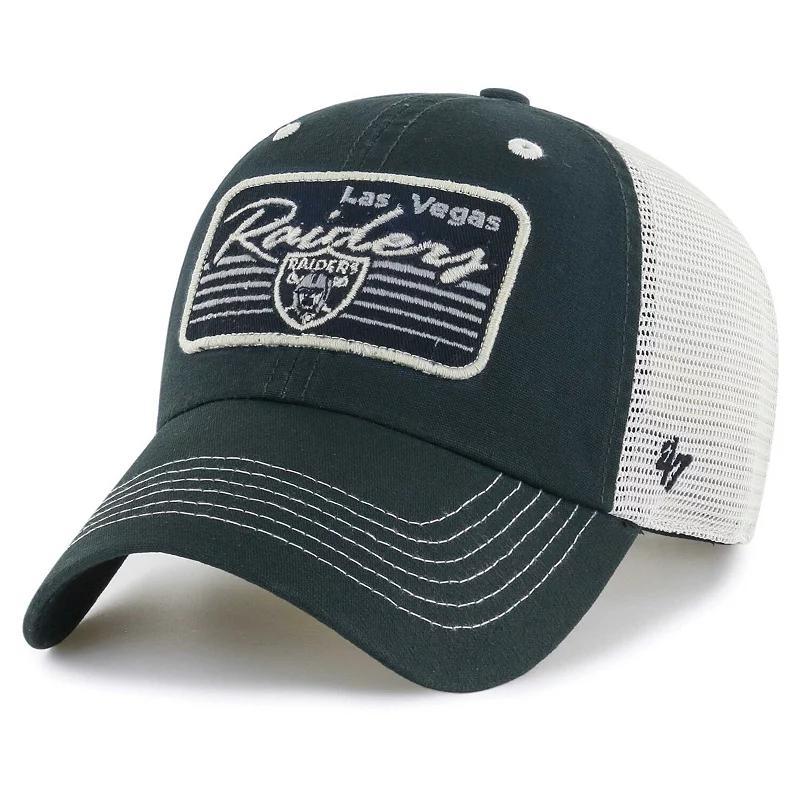 Men's '47 Black/Natural Las Vegas Raiders  Five Point Trucker Clean Up Adjustable Hat Product Image