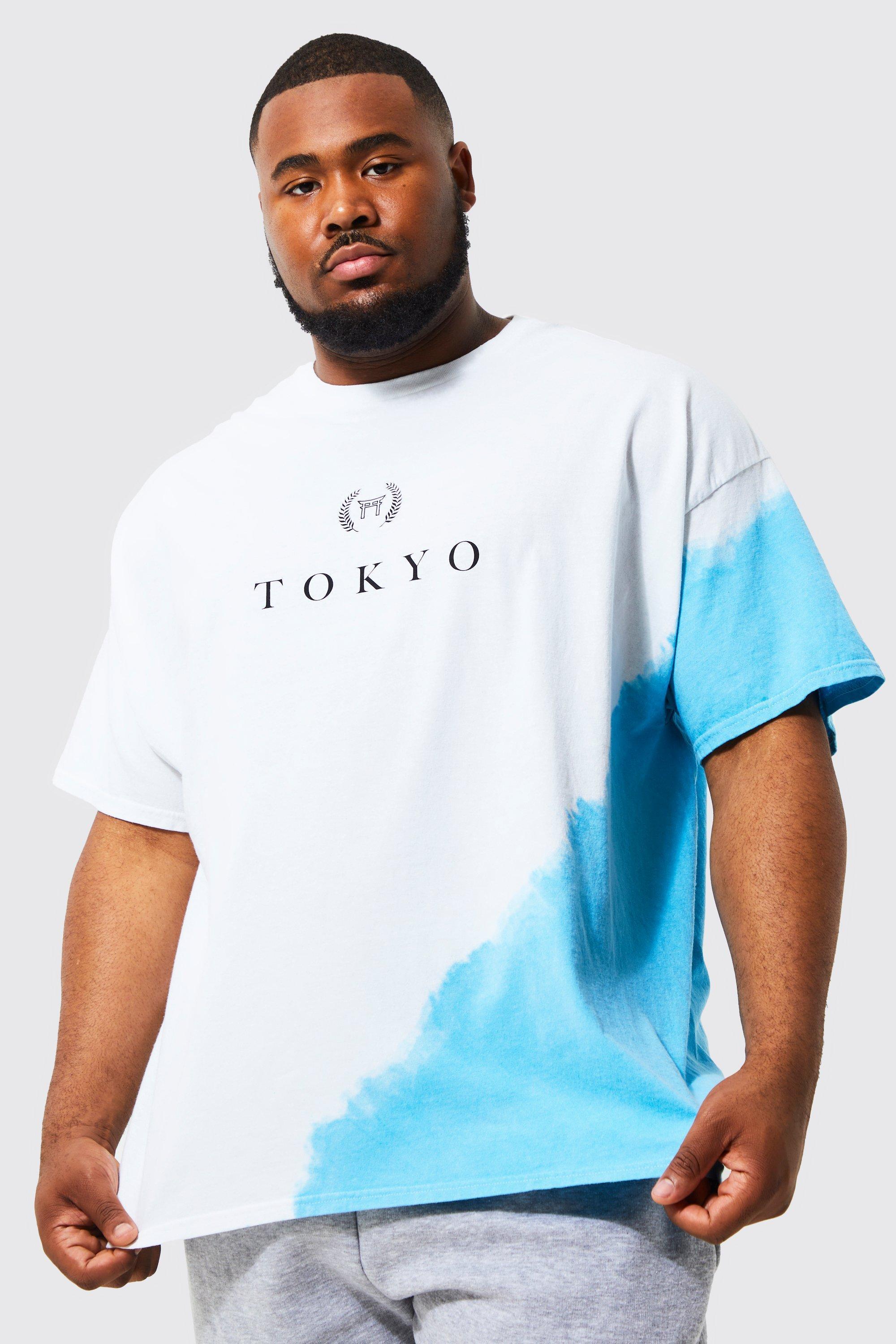 Mens White Plus Tie Dye Tokyo City Print T-shirt, White Product Image