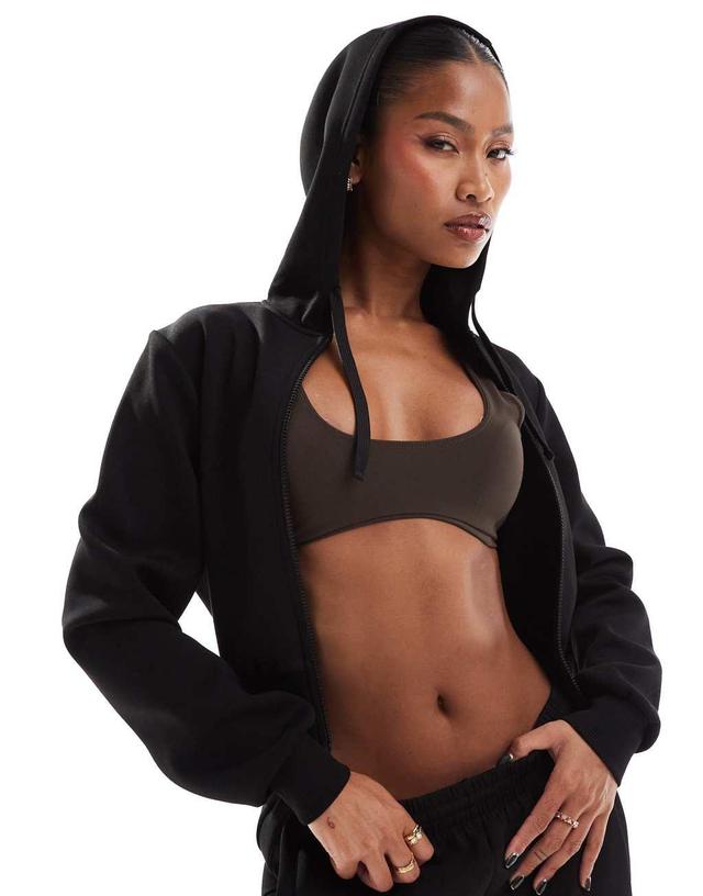 ASOS 4505 cropped performance hoodie in black Product Image