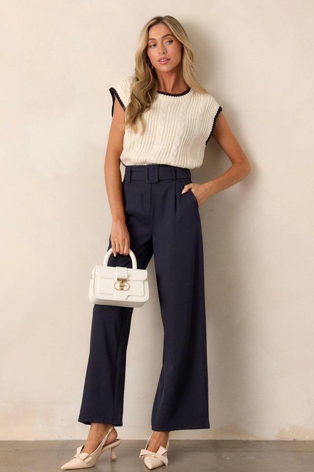 Gone Again Navy Belted Pants Product Image