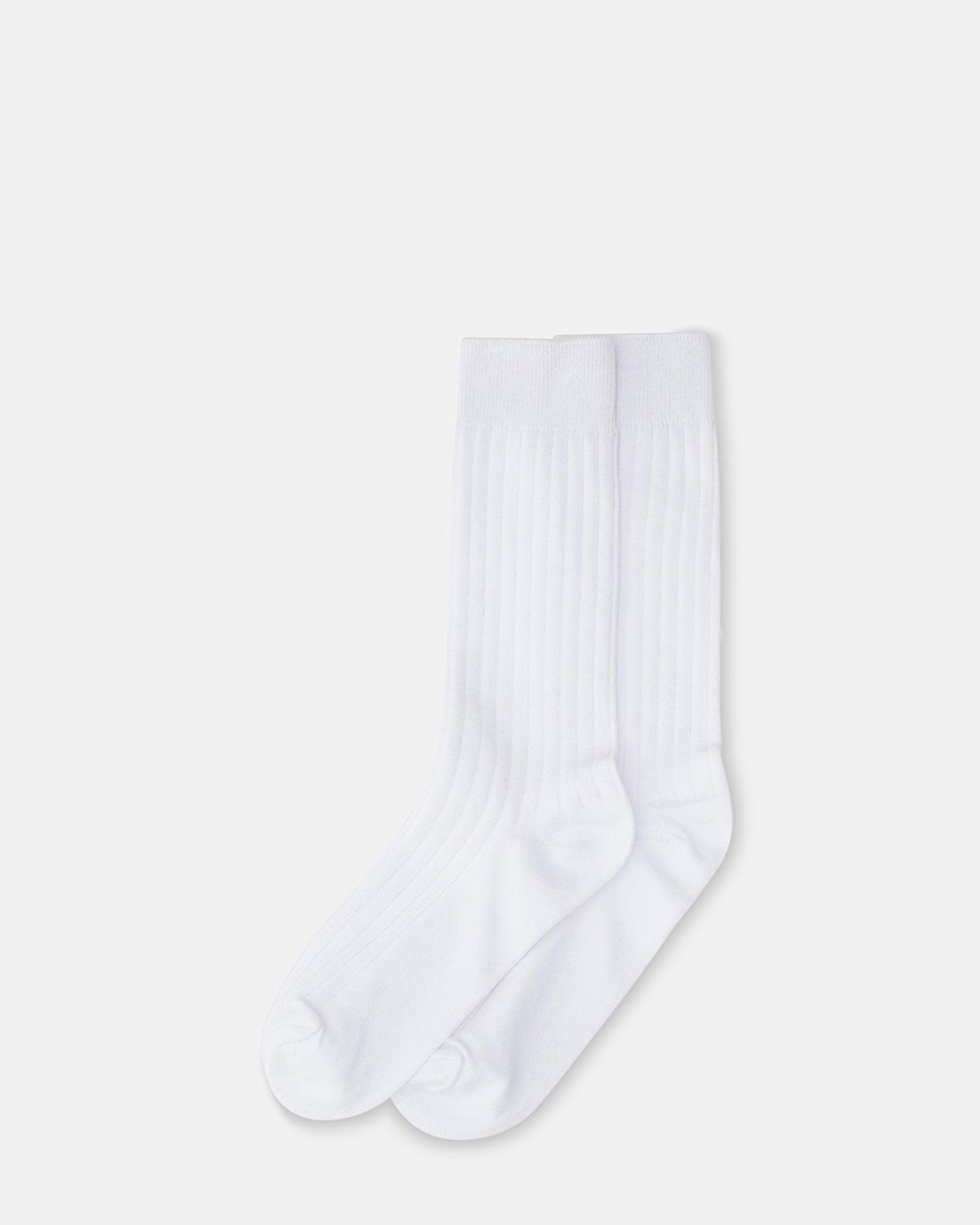 RIBBED CREW SOCKS WHITE Female Product Image