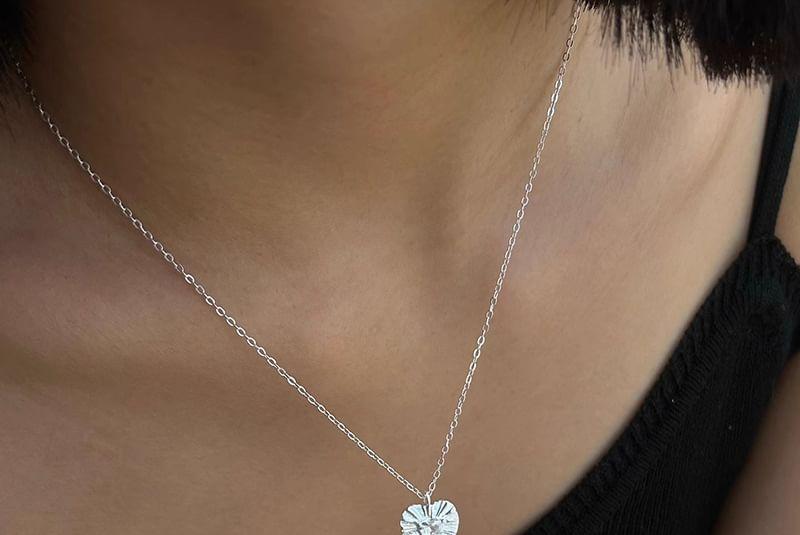 Heart Rhinestone Pendant Stainless Steel Necklace Product Image