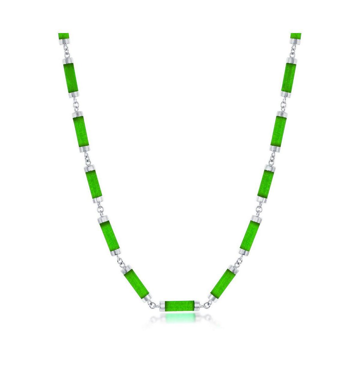 Sterling Silver Jade Linked Bars Necklace Product Image