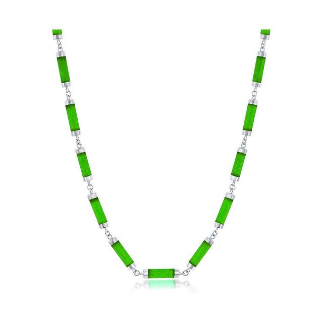 Sterling Silver Jade Linked Bars Necklace Product Image