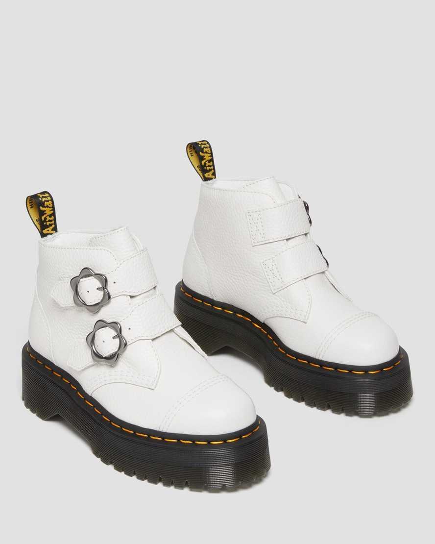 Devon Flower Buckle Leather Platform Boots Product Image