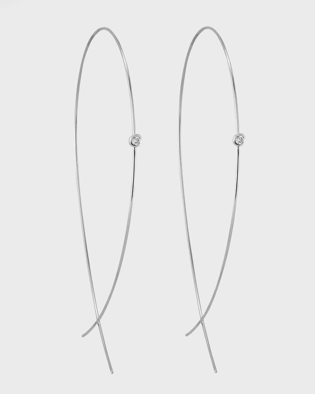 Large Upside Down Hoops with Diamonds Product Image