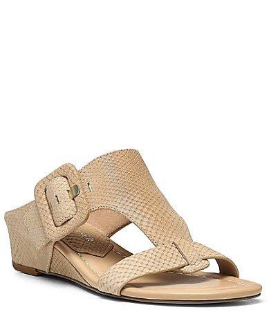 Donald Pliner Ofelia Snake Print Leather Buckle Slide Wedge Sandals Product Image